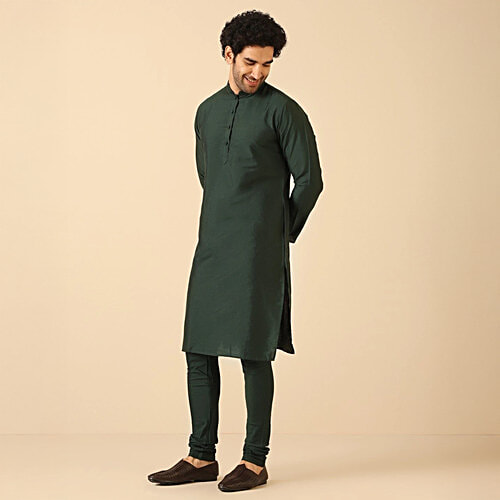 Kisah Dark Green Regular Fit Kurta, 1 pc (Size - M)