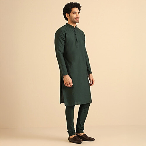 Kisah Dark Green Regular Fit Kurta, 1 pc (Size - M)