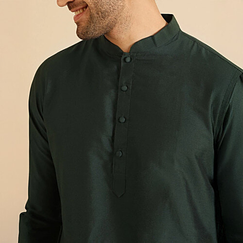 Kisah Dark Green Regular Fit Kurta, 1 pc (Size - M)