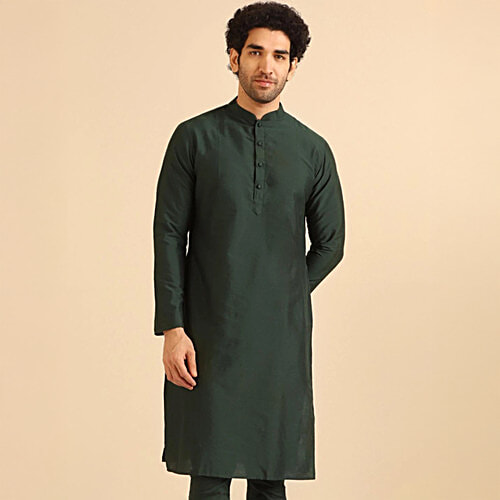 Kisah Dark Green Regular Fit Kurta, 1 pc (Size - M)