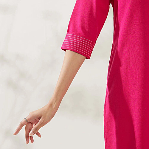 Daali Pink Plain Kurta With Pant, 1 Set (Size - XL)