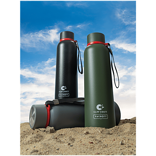 Clay Craft Vacbott Everest Stainless Steel Insulated Bottle Flask - Hot/Cold, Green, 700 ml Double Walled Vacuum Bottle, 24 Hours Hot/Cold, BIS Certified