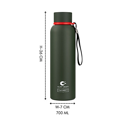 Clay Craft Vacbott Everest Stainless Steel Insulated Bottle Flask - Hot/Cold, Green, 700 ml Double Walled Vacuum Bottle, 24 Hours Hot/Cold, BIS Certified