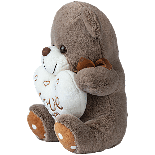 Dimpy Stuff Brown Teddy Bear Holding White Love You Heart, 1 pc  