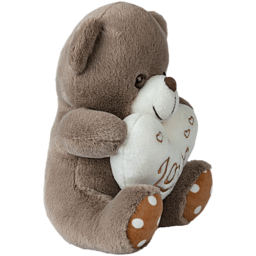 Dimpy Stuff Brown Teddy Bear Holding White Love You Heart, 1 pc  