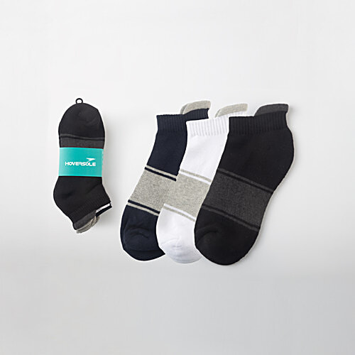 Hoversole Inner Sole Terry Ankle Length Sports Socks, 3 Pairs  