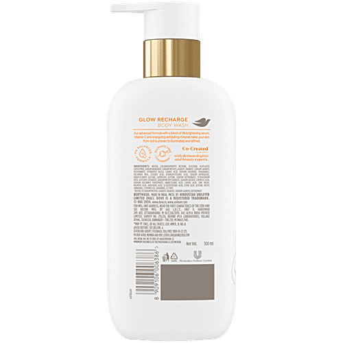 Dove Glow Recharge Body Wash - 3% Brightening Serum + Vitamin C, 300 ml  Energizes And Illuminates Skin