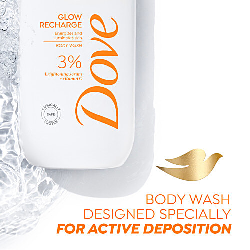 Dove Glow Recharge Body Wash - 3% Brightening Serum + Vitamin C, 300 ml  Energizes And Illuminates Skin
