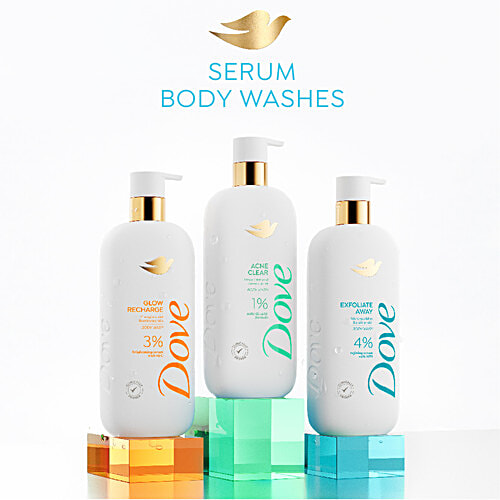 Dove Exfoliate Away Body Wash - 4% Refining Serum + AHA, 300 ml  Micro Polishes For Silkier Skin