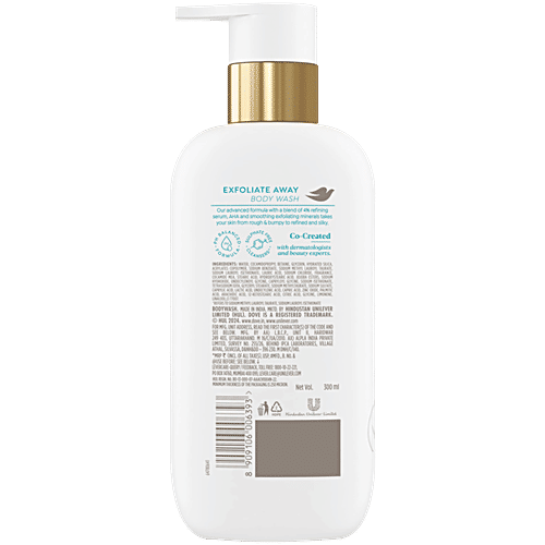 Dove Exfoliate Away Body Wash - 4% Refining Serum + AHA, 300 ml  Micro Polishes For Silkier Skin