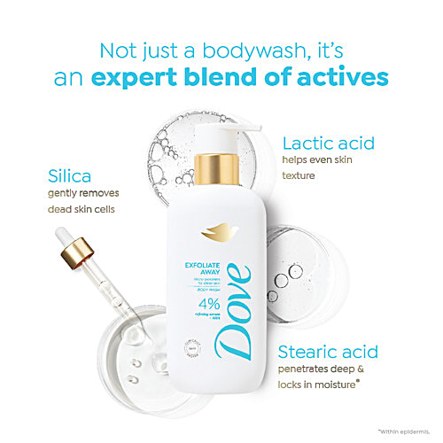 Dove Exfoliate Away Body Wash - 4% Refining Serum + AHA, 300 ml  Micro Polishes For Silkier Skin