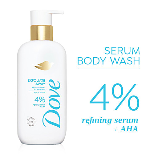 Dove Exfoliate Away Body Wash - 4% Refining Serum + AHA, 300 ml  Micro Polishes For Silkier Skin