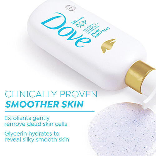 Dove Exfoliate Away Body Wash - 4% Refining Serum + AHA, 300 ml  Micro Polishes For Silkier Skin