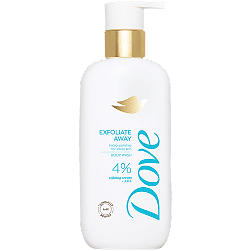 Dove Exfoliate Away Body Wash - 4% Refining Serum + AHA, 300 ml  Micro Polishes For Silkier Skin