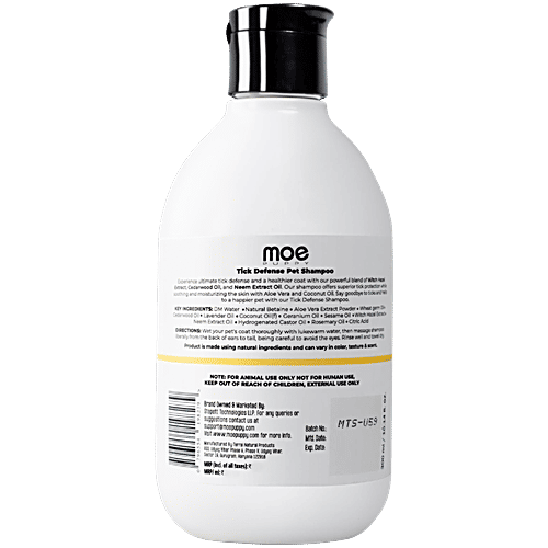 Moe Puppy Tick Defense Pet Shampoo For Repelling Fleas, 300 ml  Cedarwood Oil, Witch Hazel Extract
