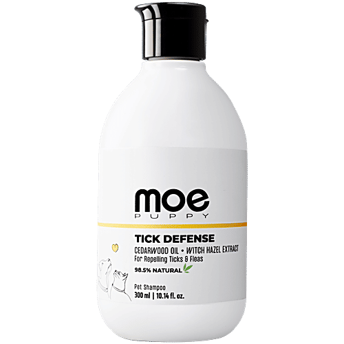 Moe Puppy Tick Defense Pet Shampoo For Repelling Fleas, 300 ml  Cedarwood Oil, Witch Hazel Extract