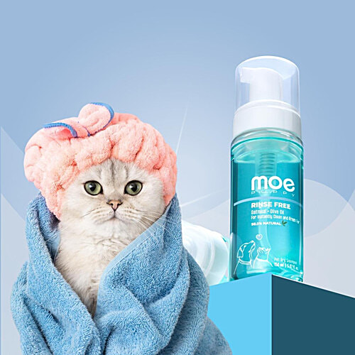 Moe Puppy Rinse Free Dry Shampoo For Instantly Clean & Fresh Fur, 150 ml With Oatmeal & OliveOil