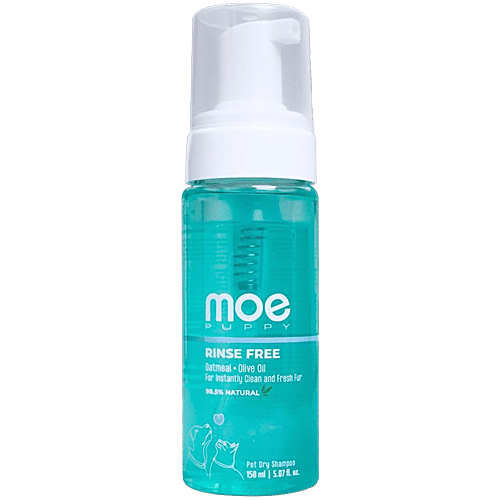 Moe Puppy Rinse Free Dry Shampoo For Instantly Clean & Fresh Fur, 150 ml With Oatmeal & OliveOil