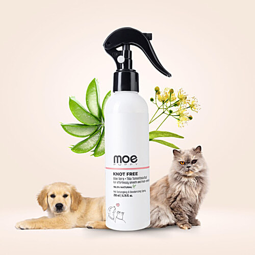 Moe Puppy Knot Free Pet Detangling & Deodorizing Spray, 200 ml For effortlessly smooth and fresh-smelly hair, Aloe Vera, Tilia Tomentosa Bud