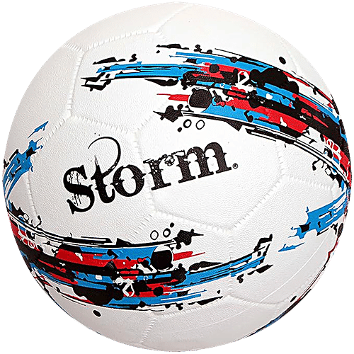 Nivia Storm Moulded Football Size 5 With Ball Pump - White, 2 pcs Combo 5 Size Football, 1 Pump