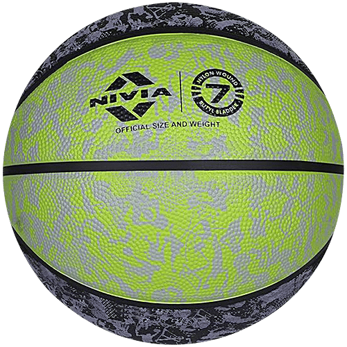 Nivia Graffiti Basketball - Black & Green, 1 pc (Size 7) 