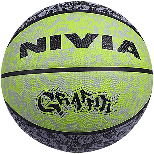Nivia Graffiti Basketball - Black & Green, 1 pc (Size 7) 