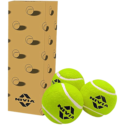 Nivia Cricket Tennis Ball - Light Weight, Yellow, 3 pcs  