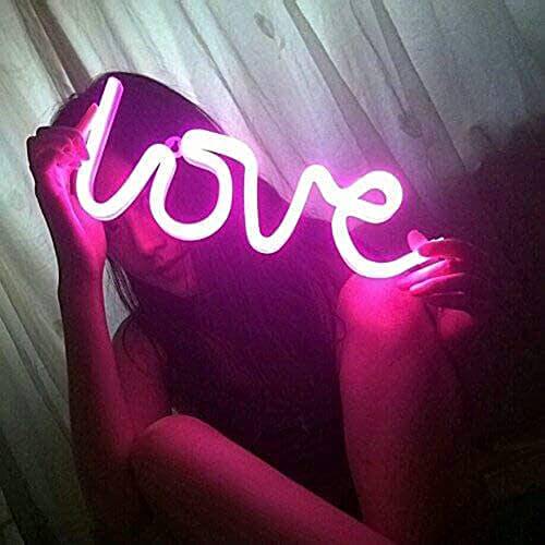 Desidiya Love Neon Pink LED Sign, 1 pc  Love-Shaped  Glow For Special Occasions