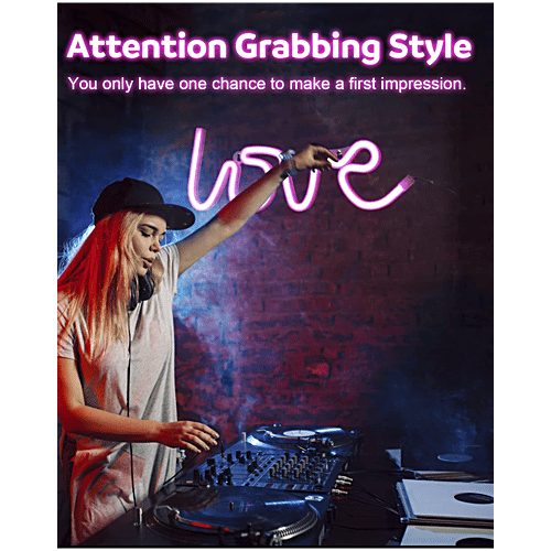 Desidiya Love Neon Pink LED Sign, 1 pc  Love-Shaped  Glow For Special Occasions