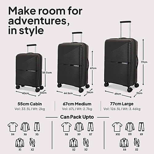 Kamiliant by American Tourister Airconic 55 cm Cabin Hard Trolley Bag - Black Box, 1 pc