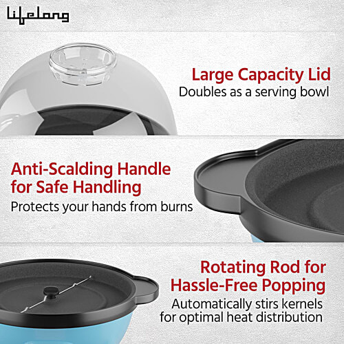 Lifelong Electric Instant Popcorn Maker Machine - Non-Stick Popper, LLEPM09, 1 pc  