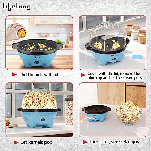Lifelong Electric Instant Popcorn Maker Machine - Non-Stick Popper, LLEPM09, 1 pc  