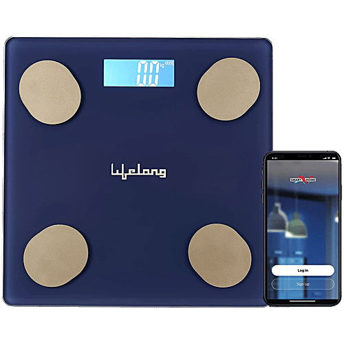 Lifelong Smart BMI Weighing Scale - With 13 Body Parameters, Blue, LLWS36, 1 pc Bluetooth Weighing Scale