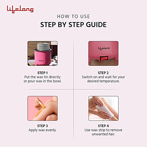 Lifelong Wax Heater - With Applicator Spatula, Pink, 1 pc  