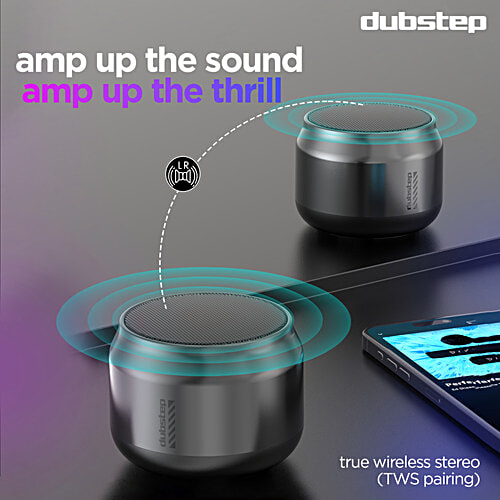 Dubstep Pop 600 Wireless Speaker With 15 Hrs Playtime, 52 mm Dynamic Driver, TWS Pairing, 6 W Output - Grey, 1 pc  