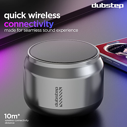 Dubstep Pop 600 Wireless Speaker With 15 Hrs Playtime, 52 mm Dynamic Driver, TWS Pairing, 6 W Output - Grey, 1 pc  