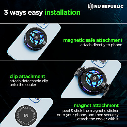 Nu Republic Dread Chill Magnetic Mobile Gaming Cooler With Led Temperature Display - Black, 1 pc  