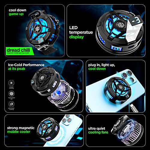 Nu Republic Dread Chill Magnetic Mobile Gaming Cooler With Led Temperature Display - Black, 1 pc  