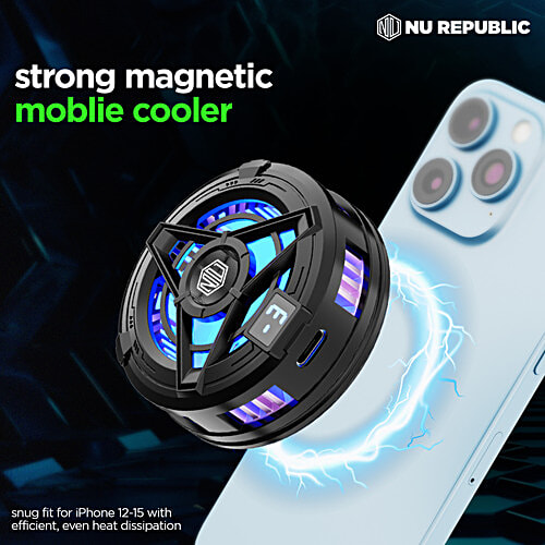 Nu Republic Dread Chill Magnetic Mobile Gaming Cooler With Led Temperature Display - Black, 1 pc  