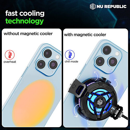 Nu Republic Dread Chill Magnetic Mobile Gaming Cooler With Led Temperature Display - Black, 1 pc  