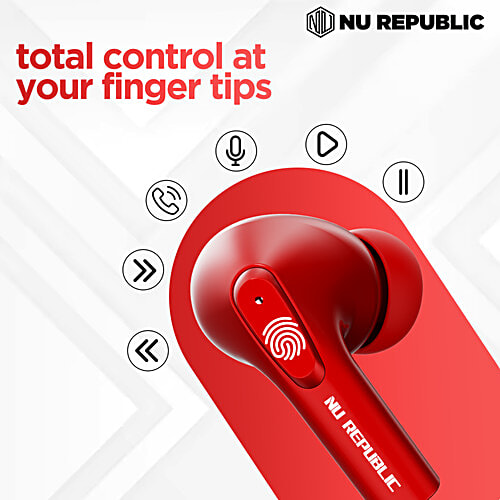 Nu Republic Epic X3 With X Bass, Up To 48 hrs Playtime, ENC Mic, Type C Fast Charging, Hall Sensor TWS Earbuds - Love Red, 1 pc  