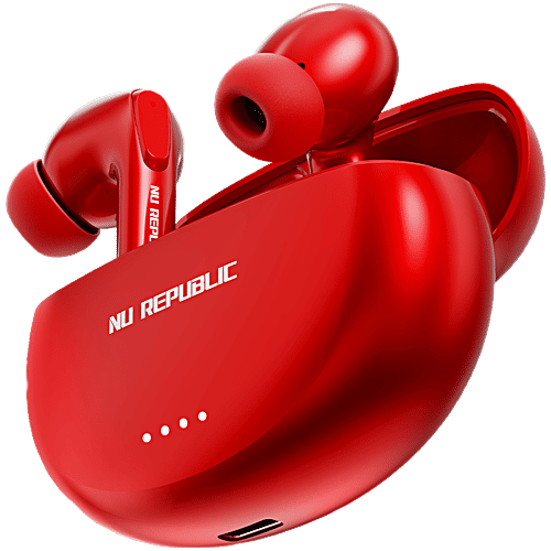 Nu Republic Epic X3 With X Bass, Up To 48 hrs Playtime, ENC Mic, Type C Fast Charging, Hall Sensor TWS Earbuds - Love Red, 1 pc  