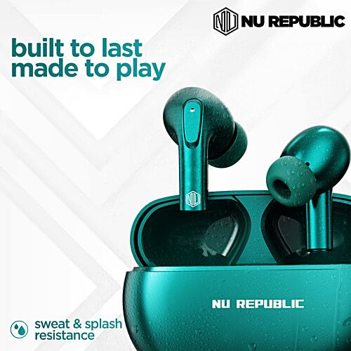 Nu Republic Epic X3 With X-Bass, Upto 48 hrs Playtime, ENC Mic, Type-C Fast Charging, Hall Sensor TWS Earbuds - Green, 1 pc  
