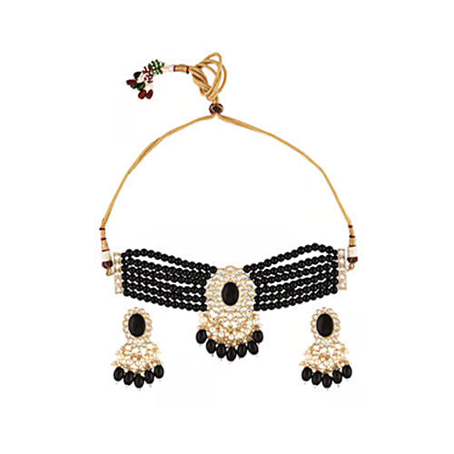 Fida Ethnic Black Jewellery Set, Free Size  