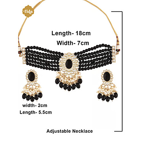 Fida Ethnic Black Jewellery Set, Free Size  