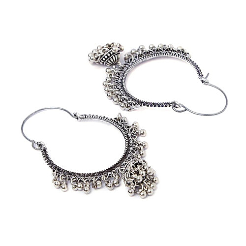 Fida Ethnic Indian Traditional Silver Jhumki Earrings, 1 Pair (Free Size) 