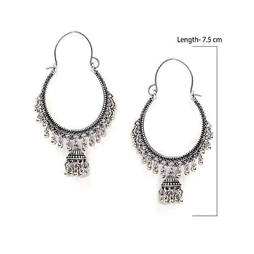 Fida Ethnic Indian Traditional Silver Jhumki Earrings, 1 Pair (Free Size) 