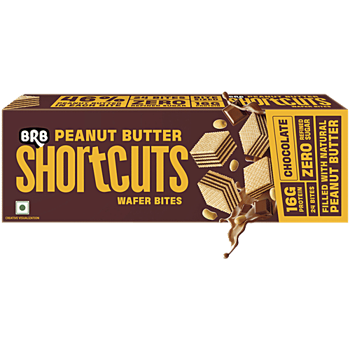 BRB Shortcuts Peanut Butter Wafer Bites - Chocolate, 100 g 16 g Protein, 24 Bites, Zero Refined Sugar, No Added Preservatives, No Artificial Flavours & Colours, Zero Cholesterol, No Trans Fat