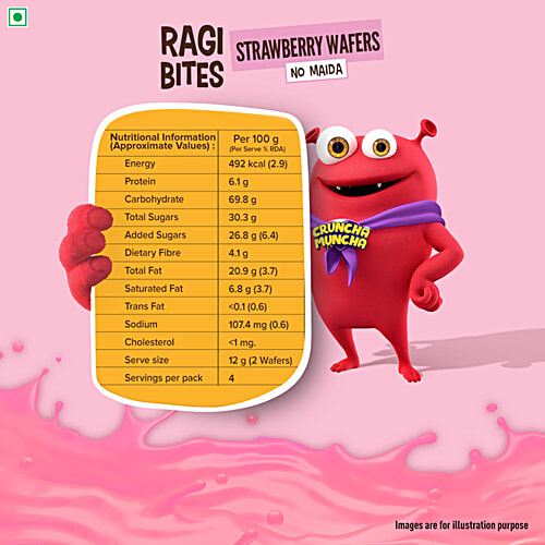 Tata Soulfull Ragi Bites Strawberry Wafers, 50 g No Maida