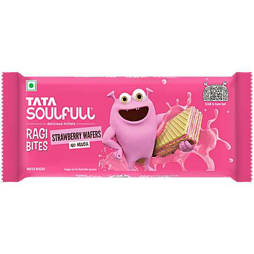 Tata Soulfull Ragi Bites Strawberry Wafers, 50 g No Maida